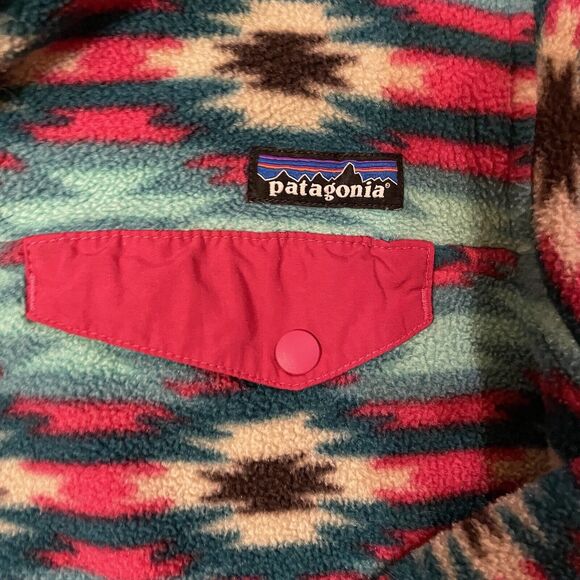Women’s XS Patagonia Synchilla Fleece Pullover Aztec Wild Desert Teal Pink Rare - Picture 8 of 13